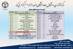 لیست دوره های مرکز نوآوری و اشتغال جهاد دانشگاهی واحد الزهرا(س)